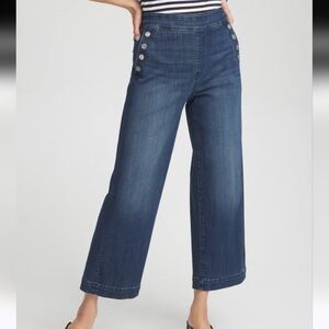 Chico's Pull On Wide Leg Crop Jeans Size 4P